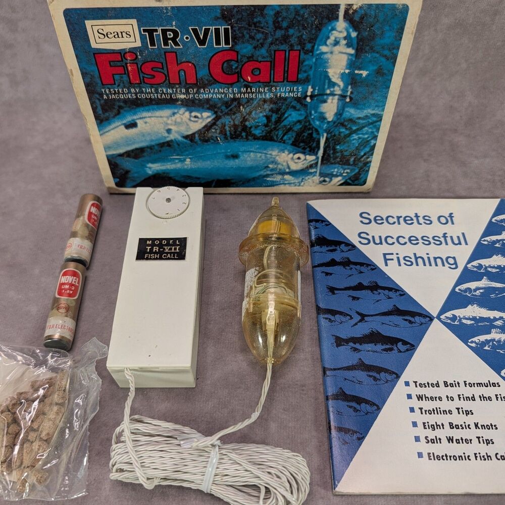 Vintage Sears TR-VII Fish Call Sonic Wave Attractor Lure Box Booklet Pellets